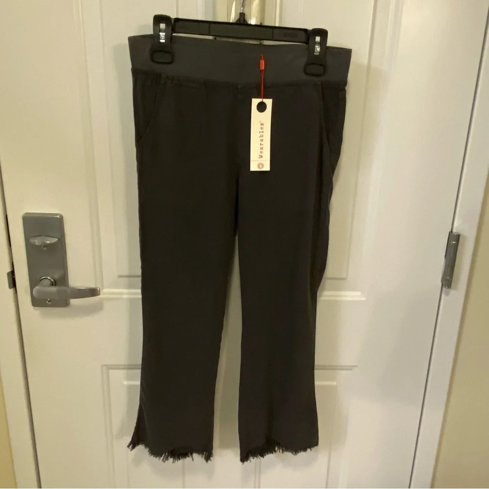 XCVI Wearables Dark Gray Frayed Hem Pants - Picture 2 of 14